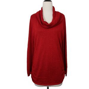 United States Pullover Tunic Sweater Red Metallic Womens Size XL Ruched Stretch